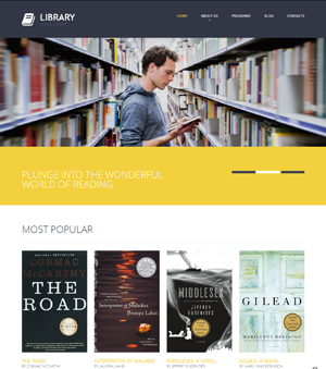 Theme website thư viện trực tuyến 01