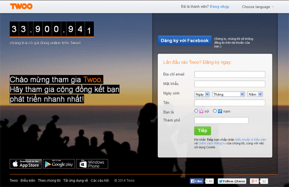 Website hẹn hò, kết bạn trực tuyến Twoo.com