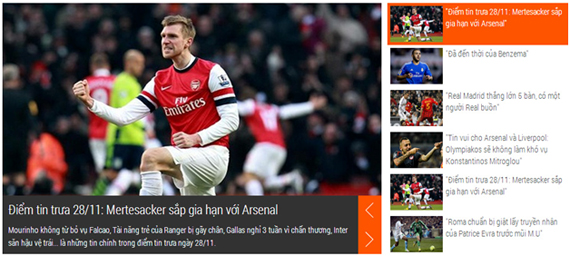 thiết kế module tin tức của website xem bóng đá online