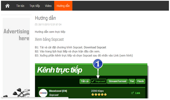 thiết kế module hướng dẫn của web xem bóng đá trực tuyến