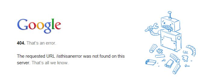 Trang 404 của Google là rất nhỏ gọn nhưng hoạt động tốt