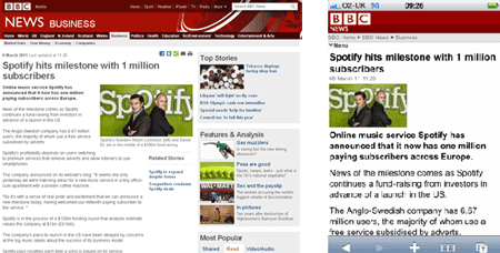 thiết kế website trên mobile Bố trí nội dung theo cột đơn