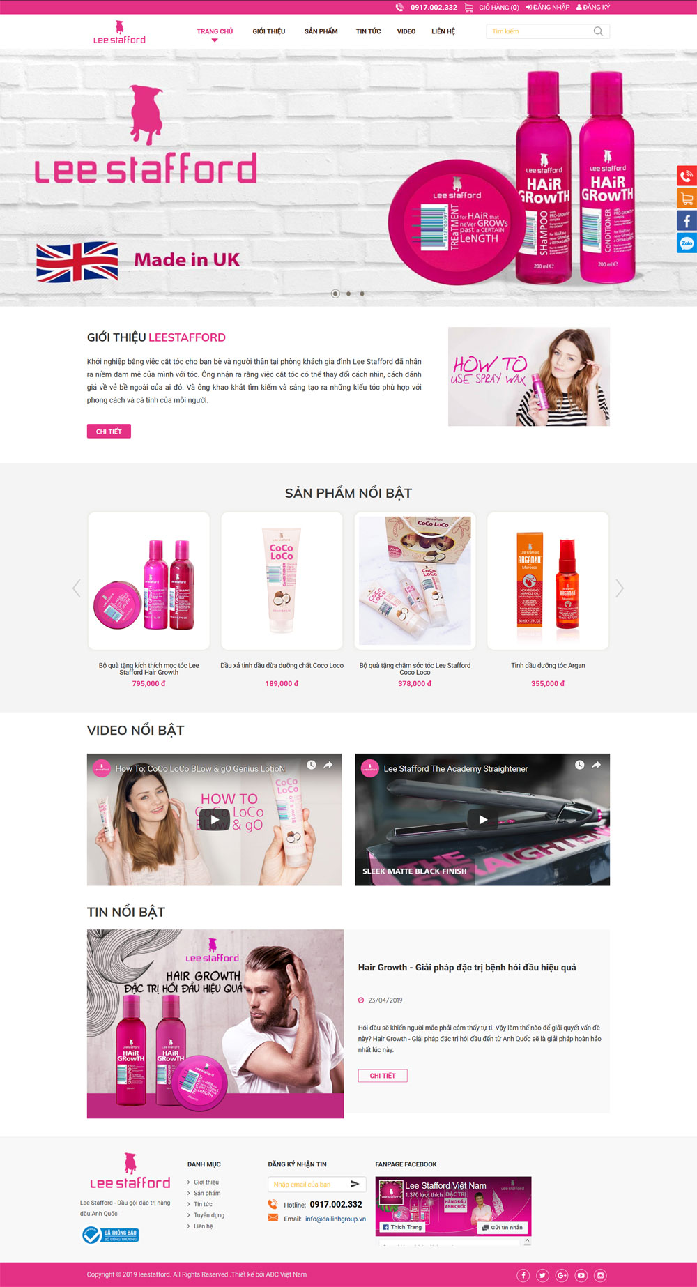 Giao diện web web bán sản phẩm kích thích mọc tóc Lee Stafford tại ADC Việt Nam Giao diện web web bán sản phẩm kích thích mọc tóc Lee Stafford tại ADC Việt Nam
