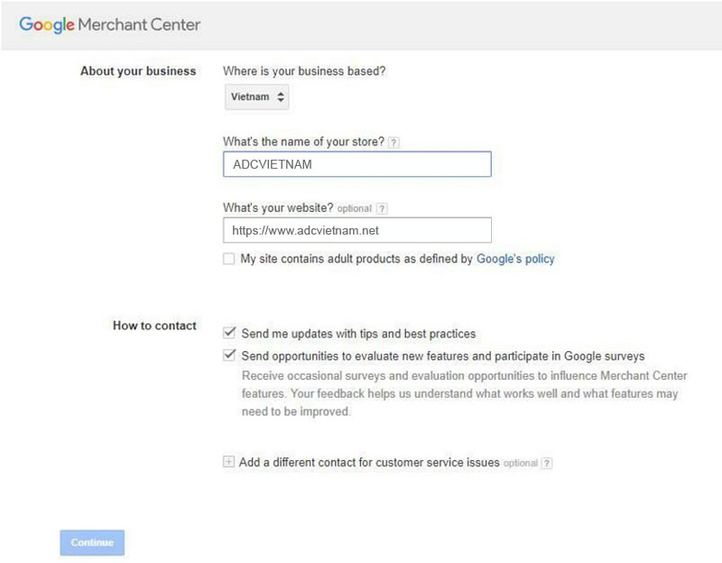 Bước 1: Tạo tài khoản Merchant Center - ảnh 01