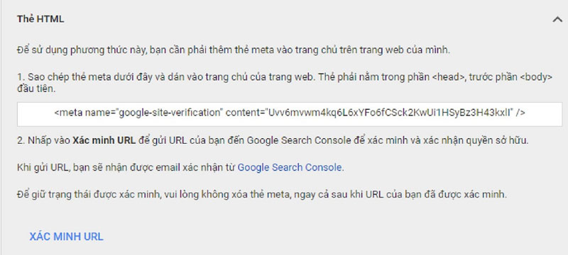Cách 2: Xác minh bằng thẻ HTLM Cách 2: Xác minh bằng thẻ HTLM