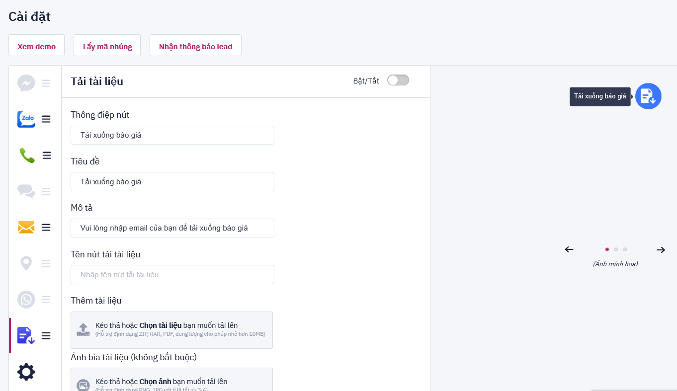 nút tải tài liệu