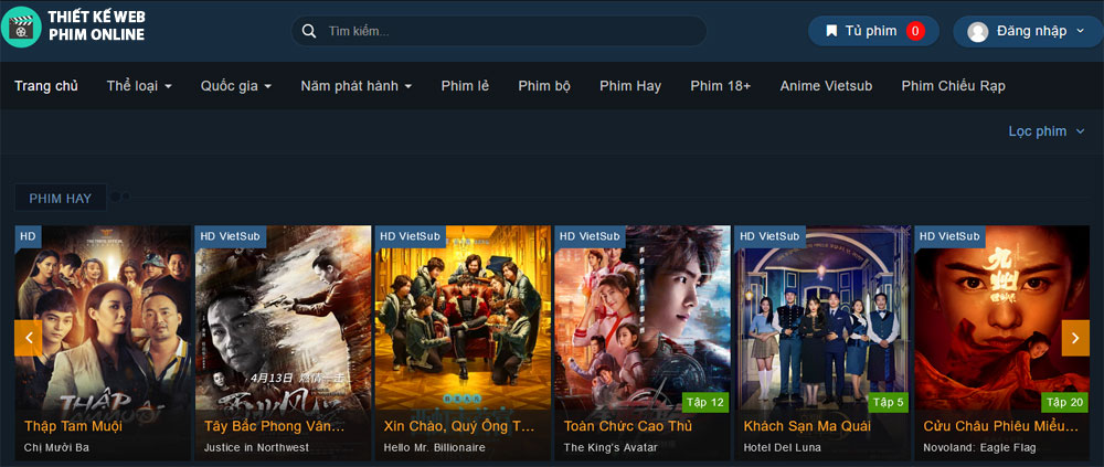 Tính năng chính trang chủ website xem phim online Tính năng chính trang chủ website xem phim online