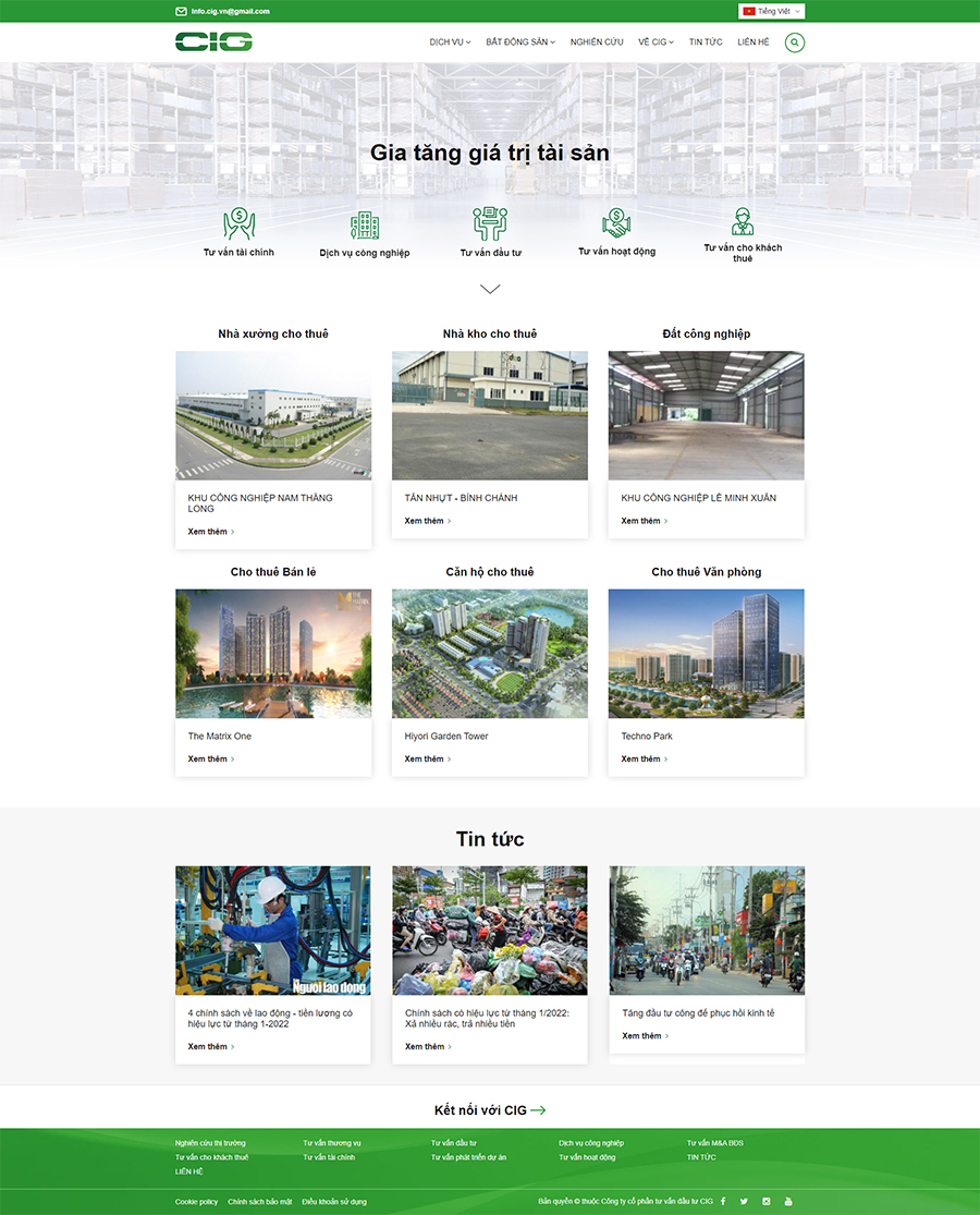 GIAO DIỆN WEBSITE CIG