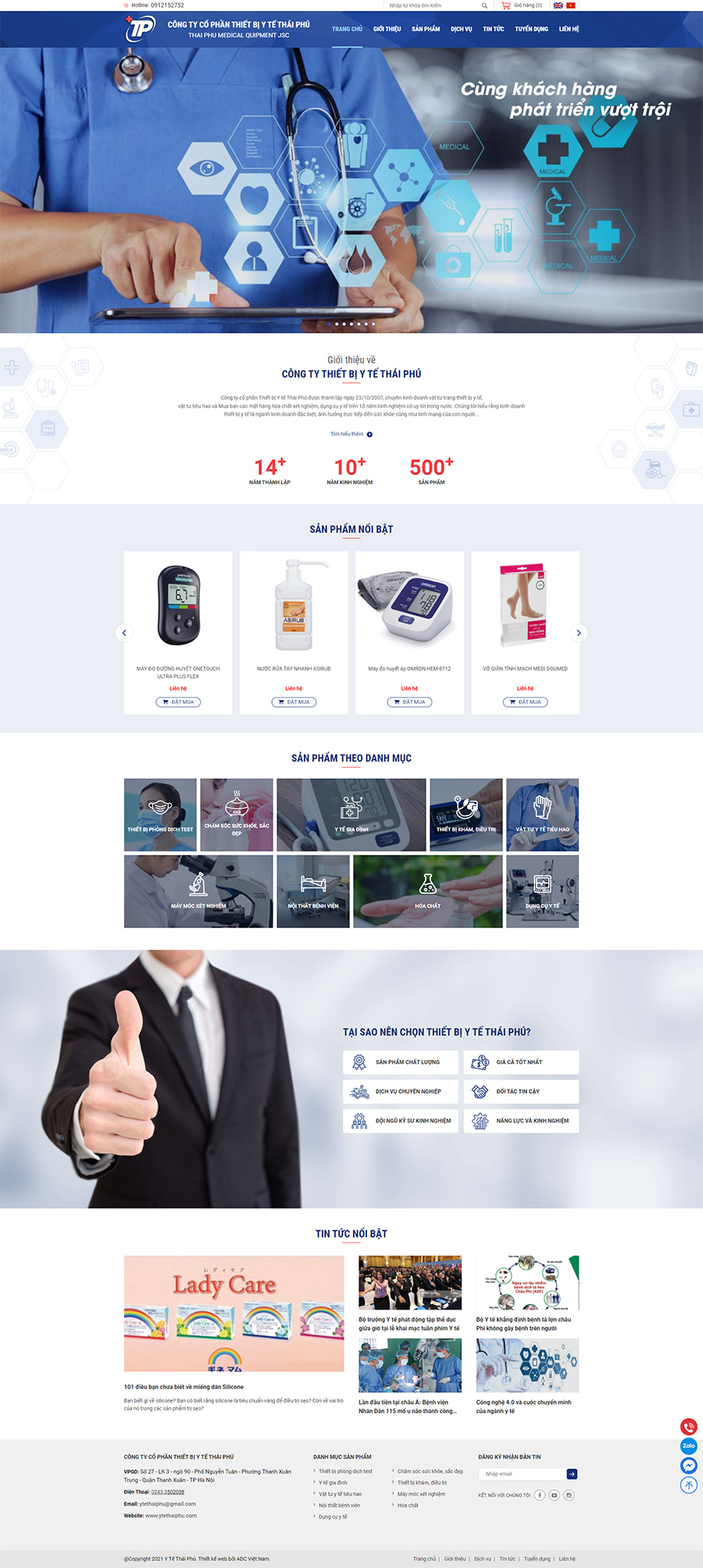 Giao diện website Y Tế Thái Phú