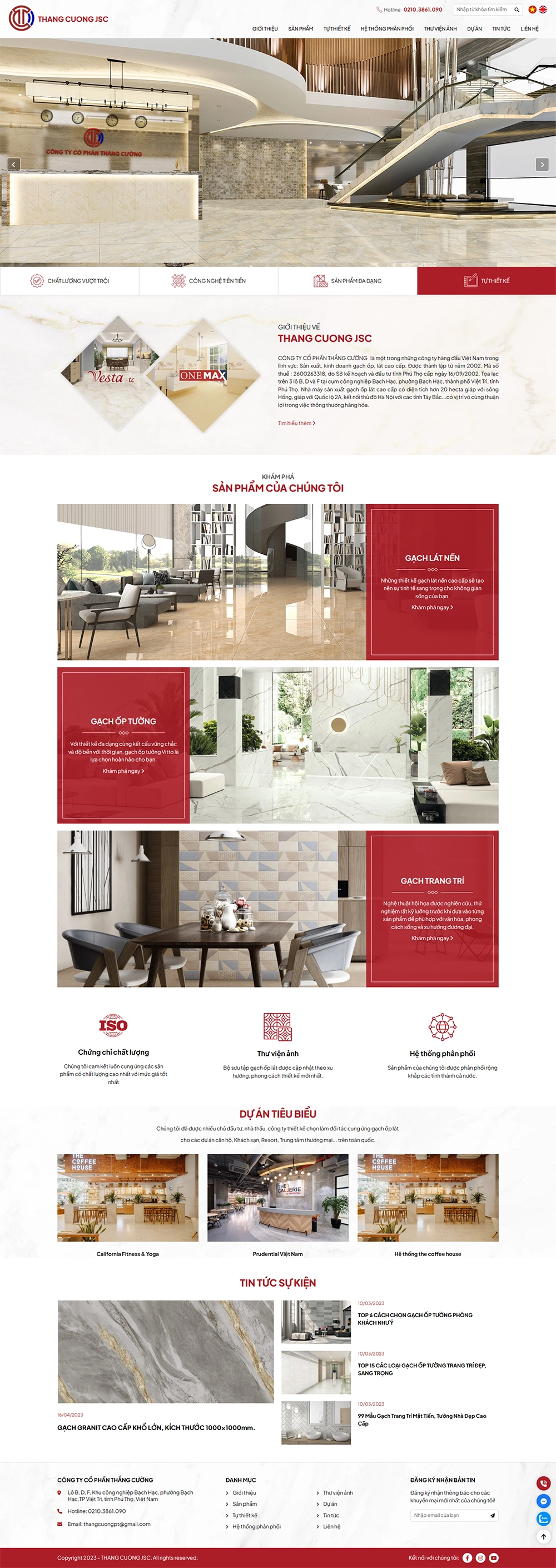 Giao diện website Thắng Cường