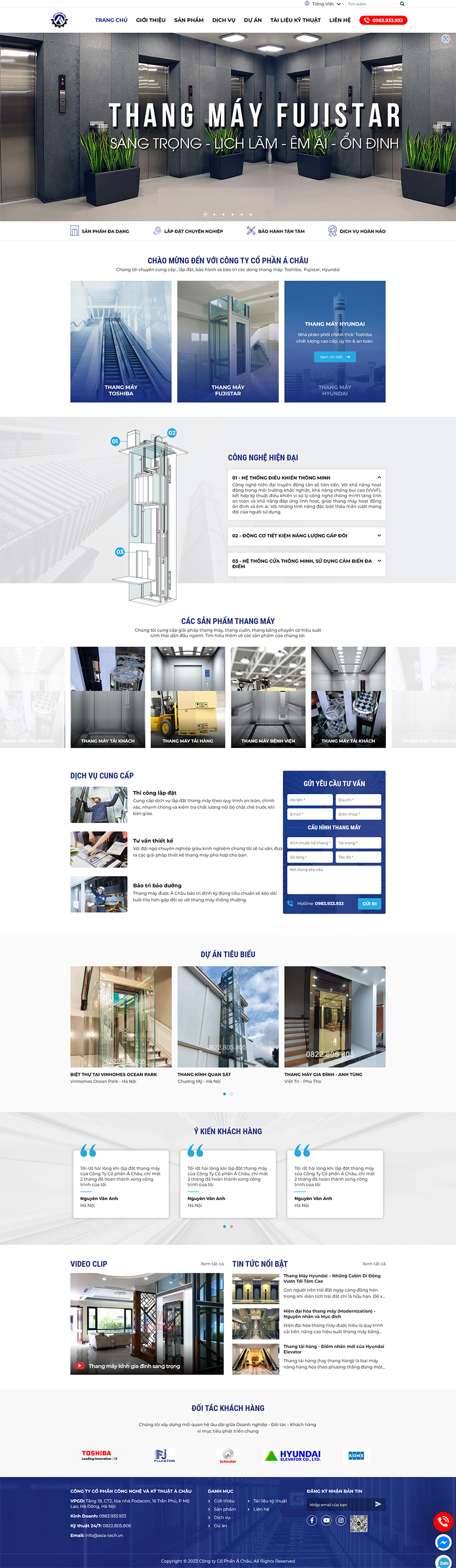 Giao diện website thangmayachau.vn