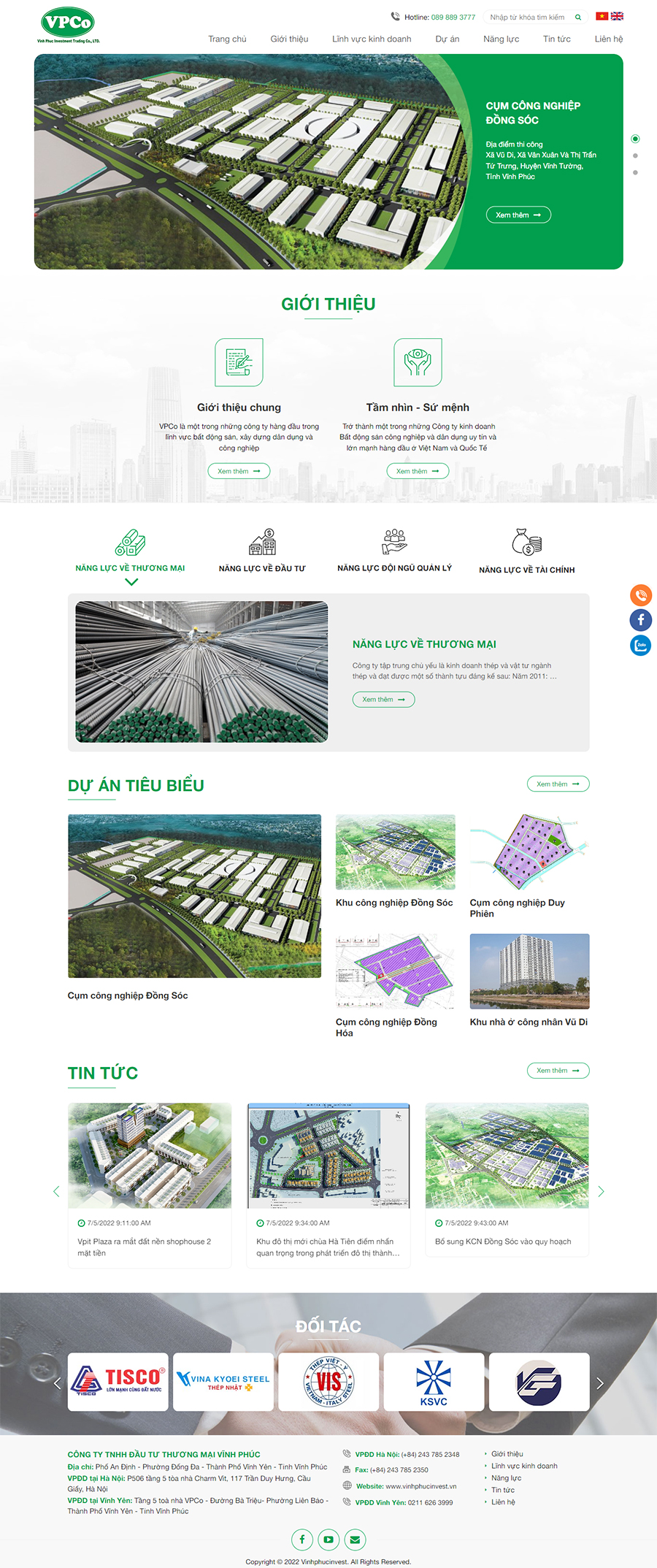 Giao diện website Vĩnh Phúc