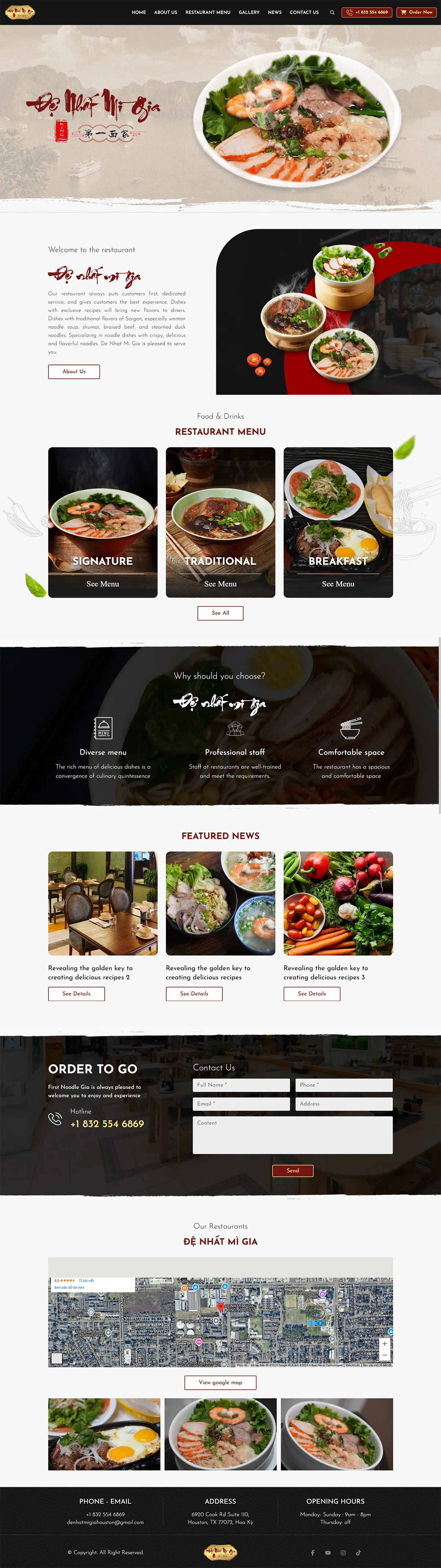 Giao diện website đệ nhất mì gia