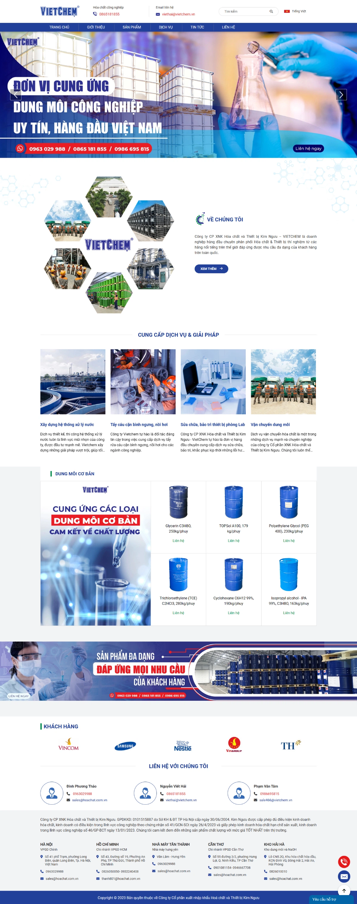 Giao diện website Vietchem