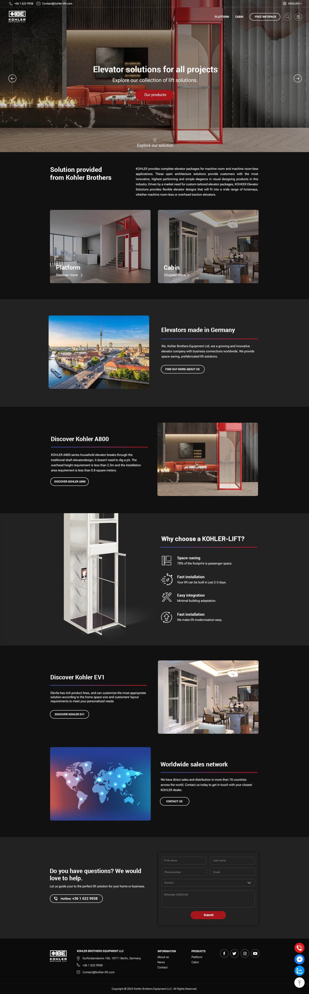 Giao diện website kohler brothers