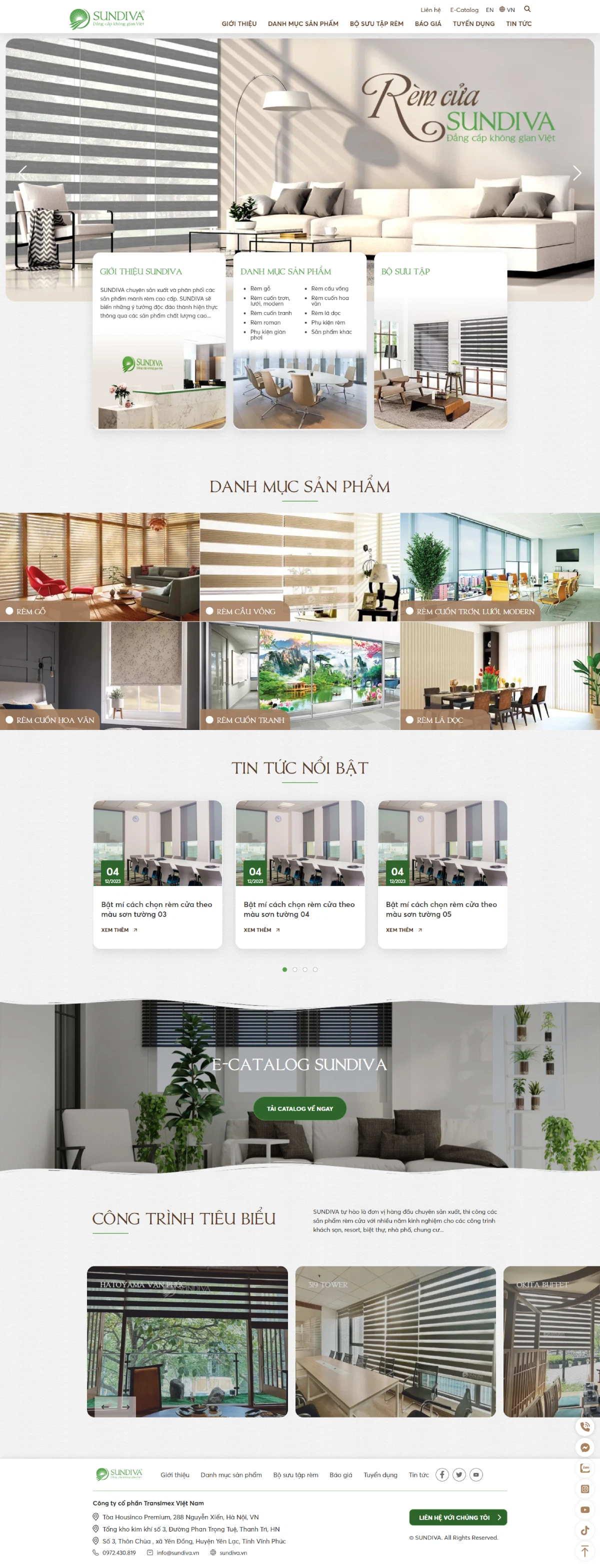 Giao diện website Sundiva