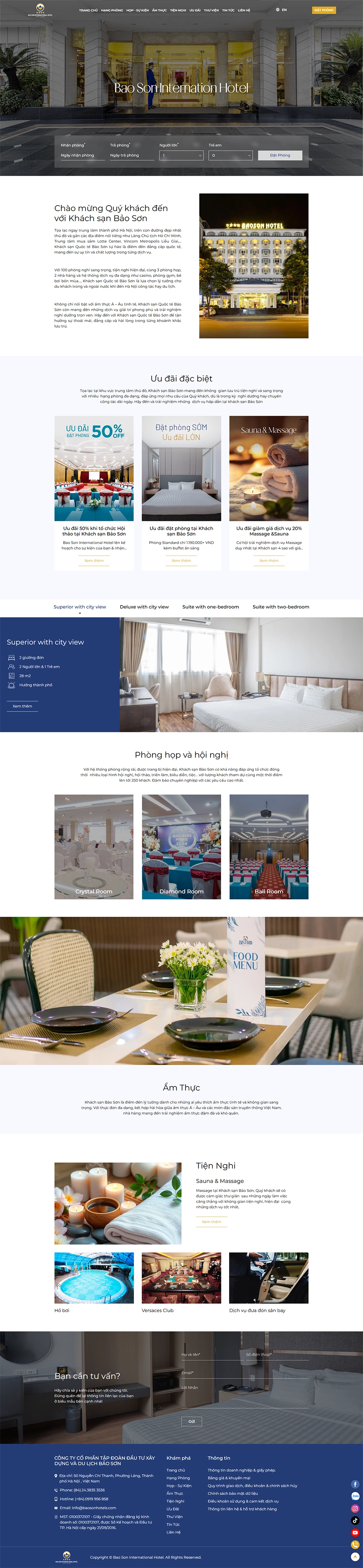 Giao diện website Bảo Sơn Hotel