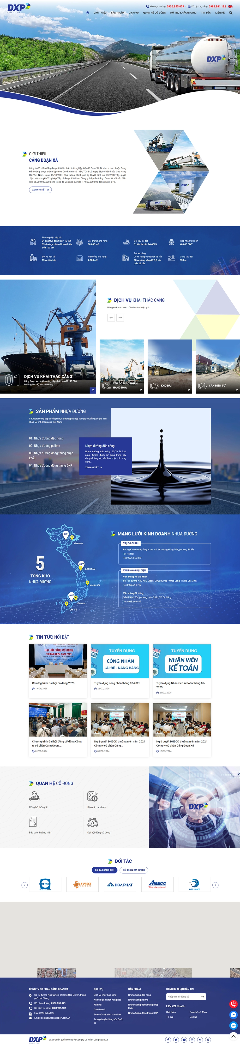 Giao diện cho Công ty Cổ phần Cảng Đoạn Xá (DXP)