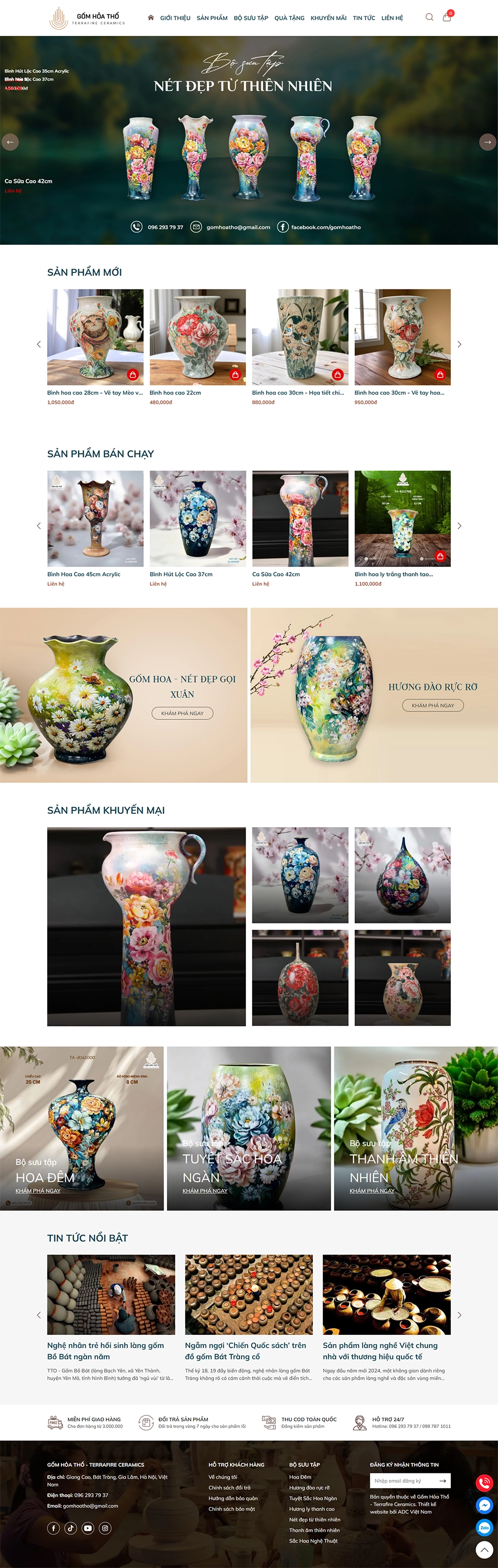 Giao diện website Gốm Hỏa Thổ
