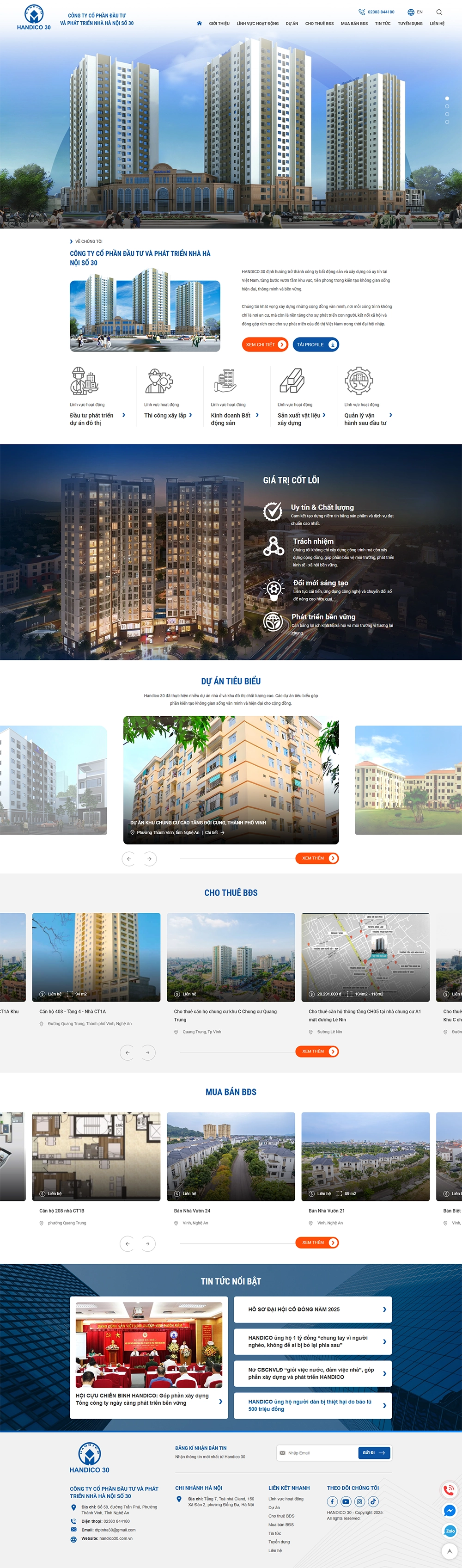 Giao diện website handico 30
