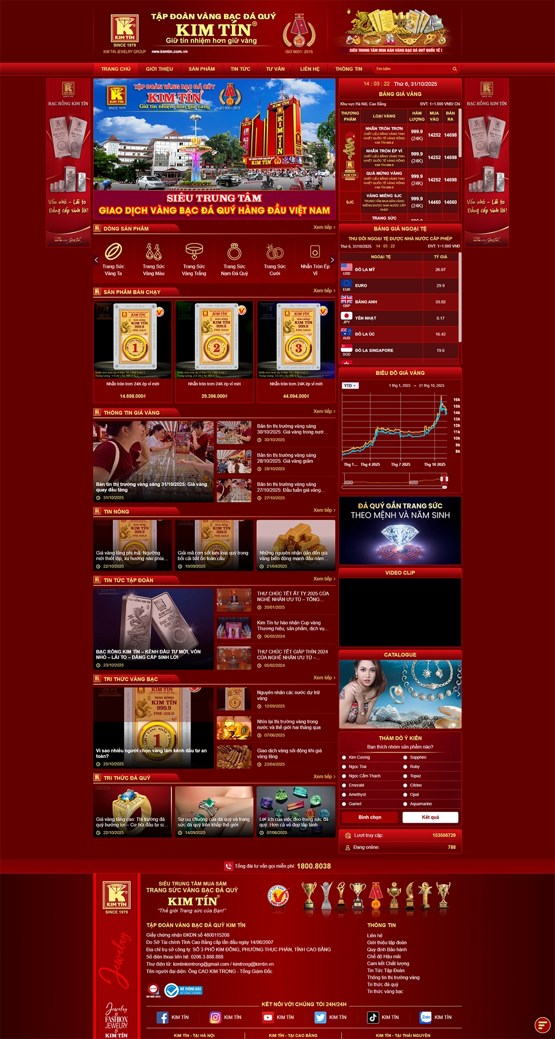 Giao diện website Vàng bạc Kim Tín