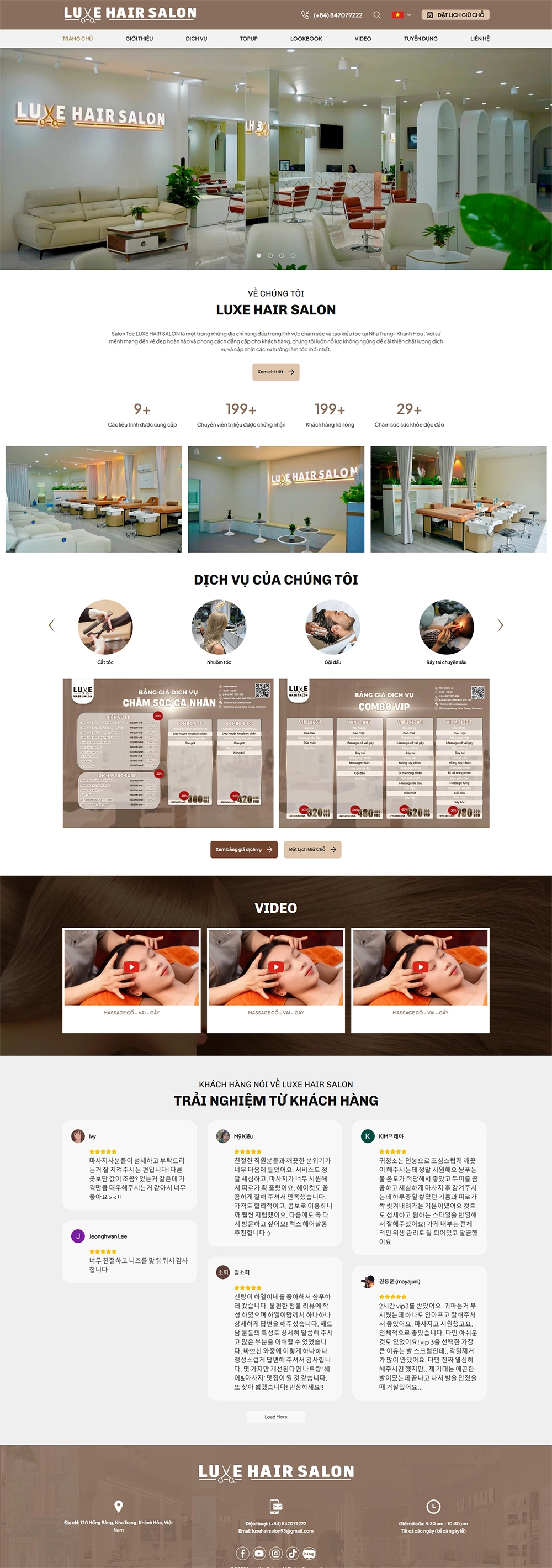 Giao diện website Luxe hair salon