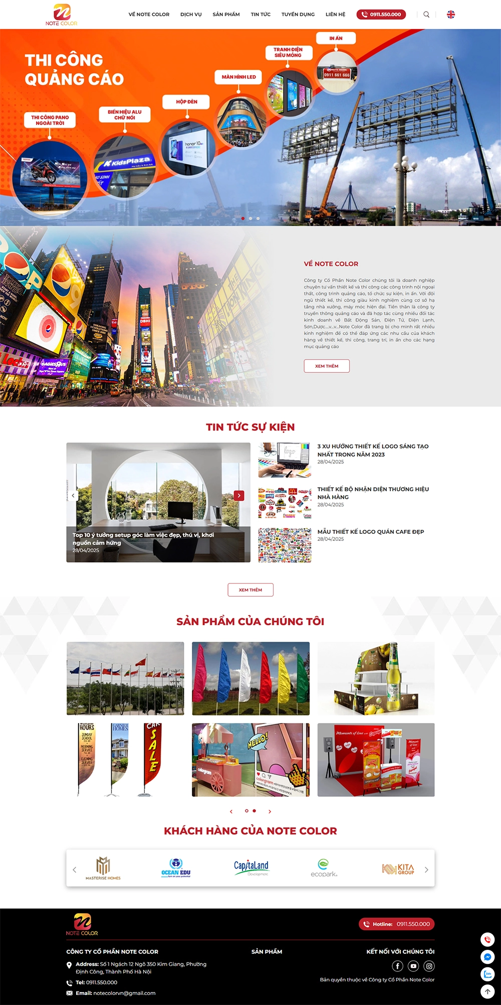 Giao diện website Note Color