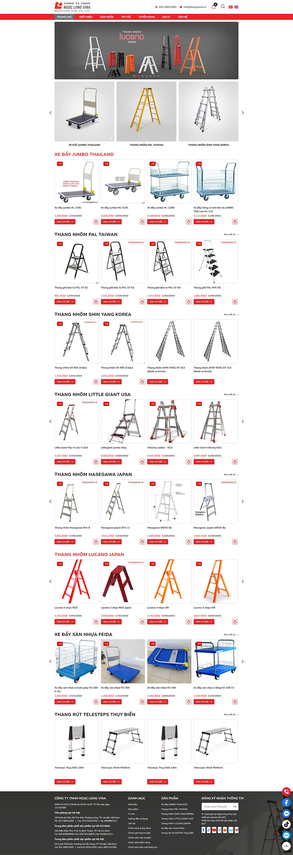 Giao diện website Ngọc Long Vina