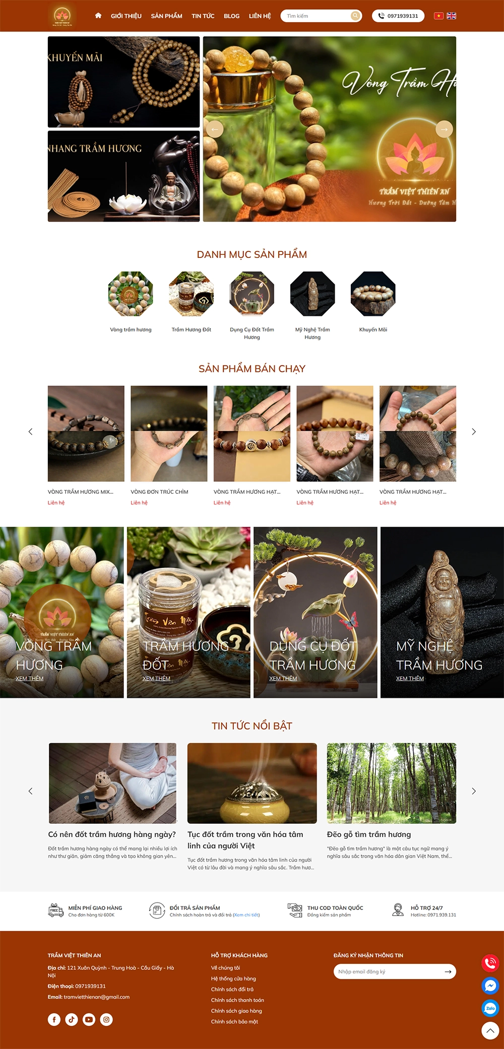 Giao diện web Trầm Việt Thiên An