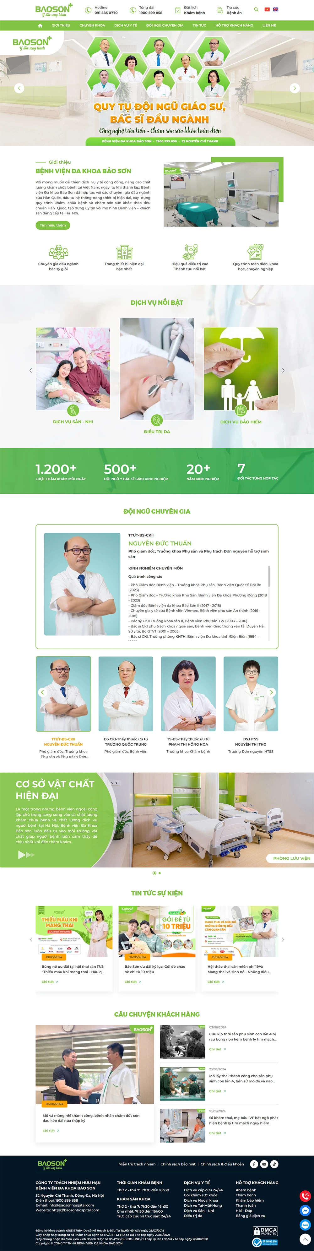 Giao diện website bệnh viện Đa khoa Bảo Sơn