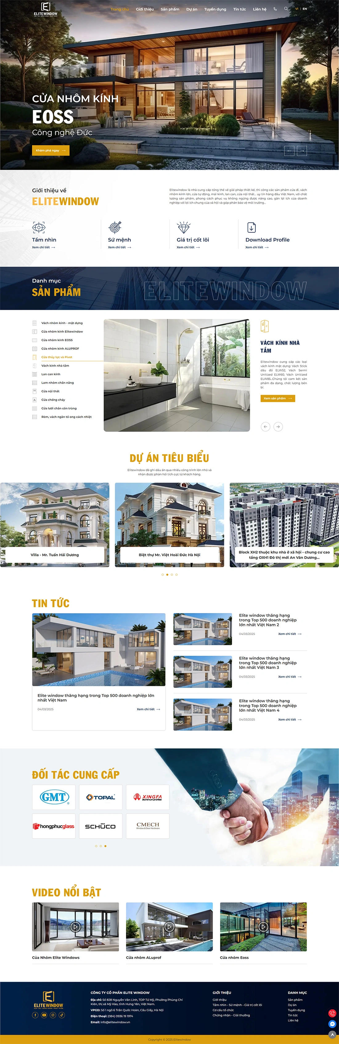 Giao diện website ELITEWINDOW