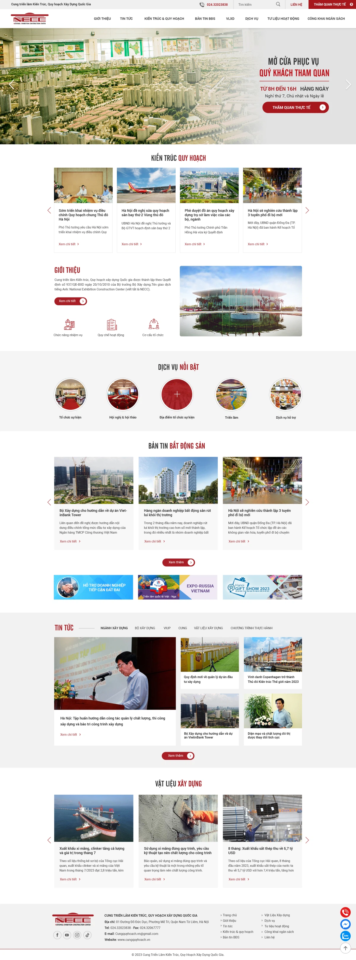 Giao diện website Cung Triển Lãm