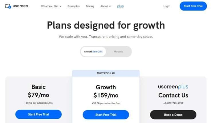 Giá cước uscreen 