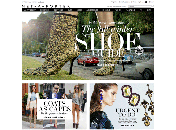 website thời trang Net-a-Porter, thiết kế website thời trang