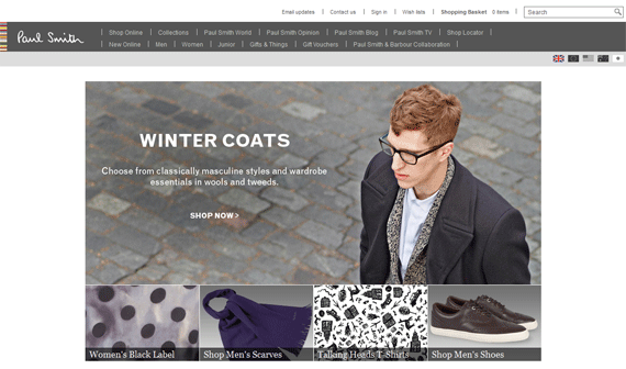 website thời trang Paul Smith, thiết kế website thời trang