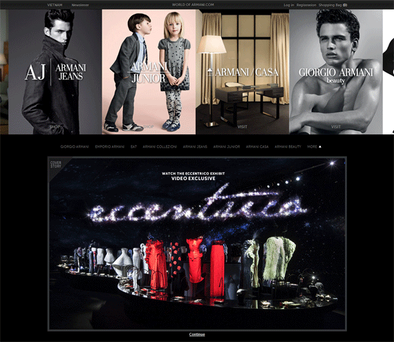 website thời trang Giorgio Armani, thiết kế website thời trang