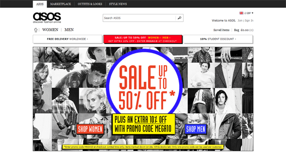 website thời trang ASOS, thiết kế website thời trang