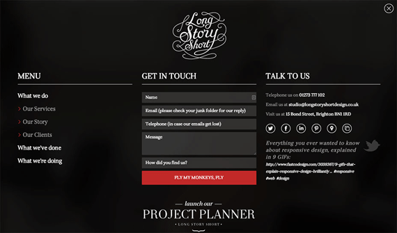 Phần navigation của thiết kế website đẹp mắt này trông khá thú vị