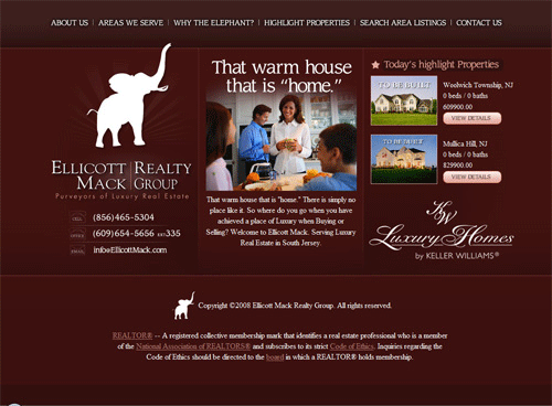 Web bất động sản Ellicott Mack Realty Group, thiết kế web bất động sản