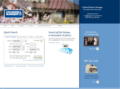 Website bất động sản Coldwell Banker, thiết kế web bất động sản