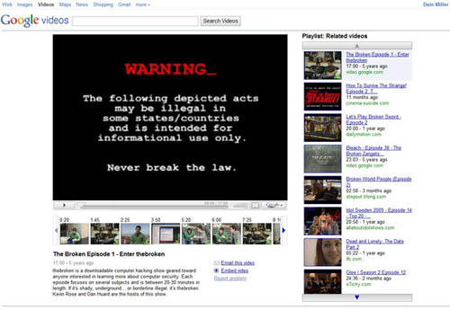 Khởi đầu, Google Video sở hữu giao diện tối giản, thứ đã tạo ra thành công cho Google Search