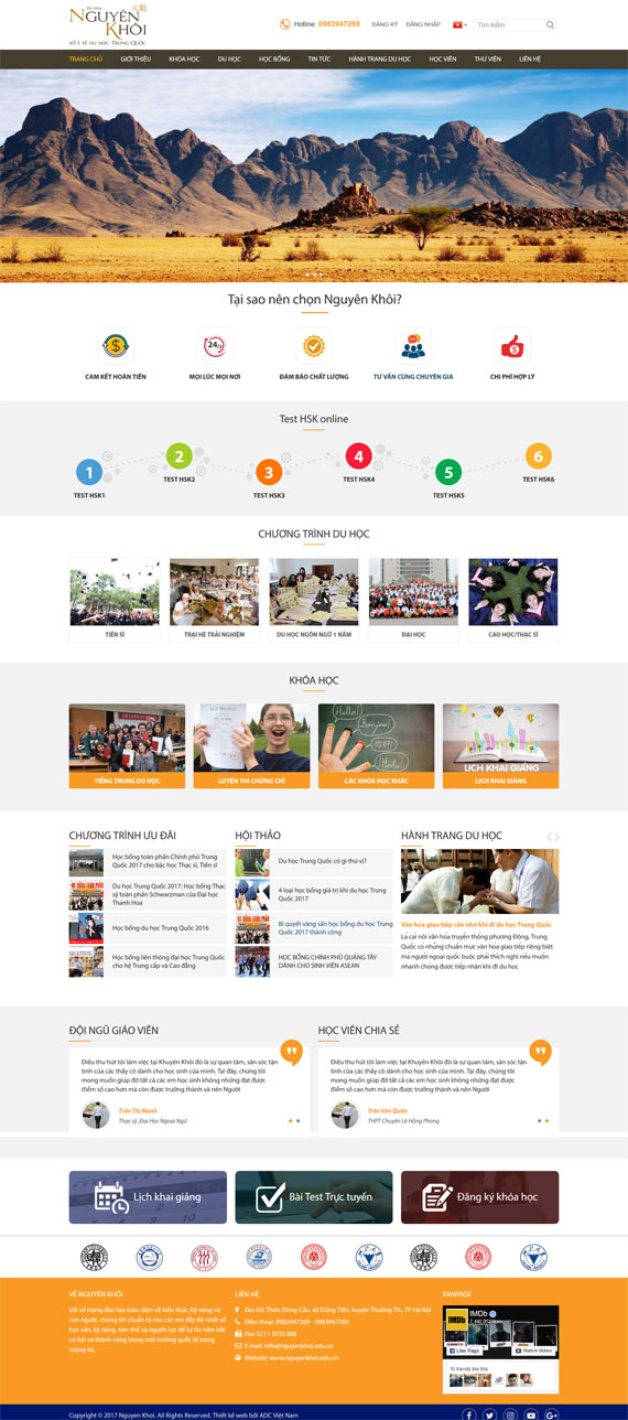 Giao diện web Công ty TNHH Tư vấn Du học và Đào tạo Ngoại ngữ Nguyên Khôi thiết kế tại ADC Giao diện web Công ty TNHH Tư vấn Du học và Đào tạo Ngoại ngữ Nguyên Khôi thiết kế tại ADC