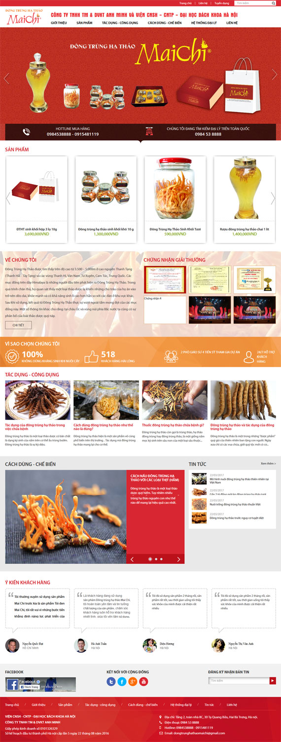 Giao diện website shop bán đông trùng hạ thảo Mai Chi do adc thiết kế Giao diện website shop bán đông trùng hạ thảo Mai Chi do adc thiết kế