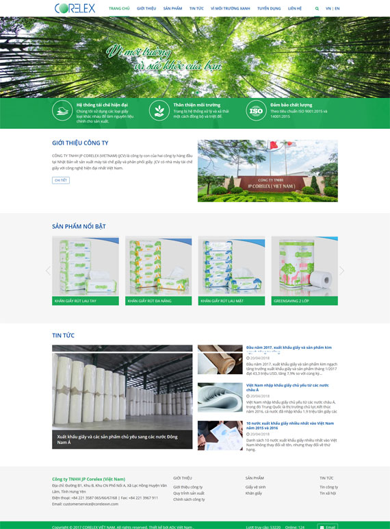 Giao diện web CÔNG TY TNHH JP CORELEX VIETNAM thiết kế tại ADC