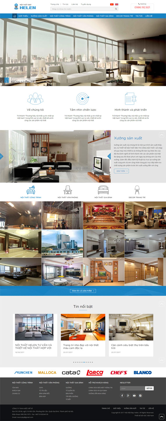 Giao diện website nội thất đẹp Helen thiết kế tại ADC Việt Nam