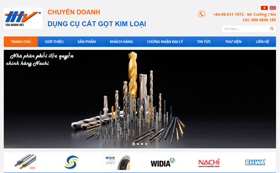 Giao diện website tân hoang việt chuyên  doanh dụng cụ cắt gọt kim loại