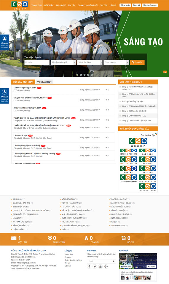 Giao diện website trang tuyển dụng ceogroup