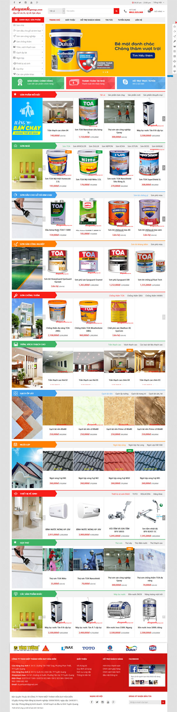 Giao diện website công ty chuyên kinh doanh vật liệu xây dưng Duy Anh Group Giao diện website công ty chuyên kinh doanh vật liệu xây dưng Duy Anh Group