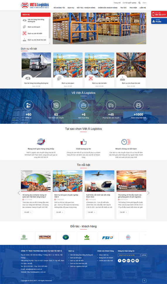 Giao diện website vieta logistics 