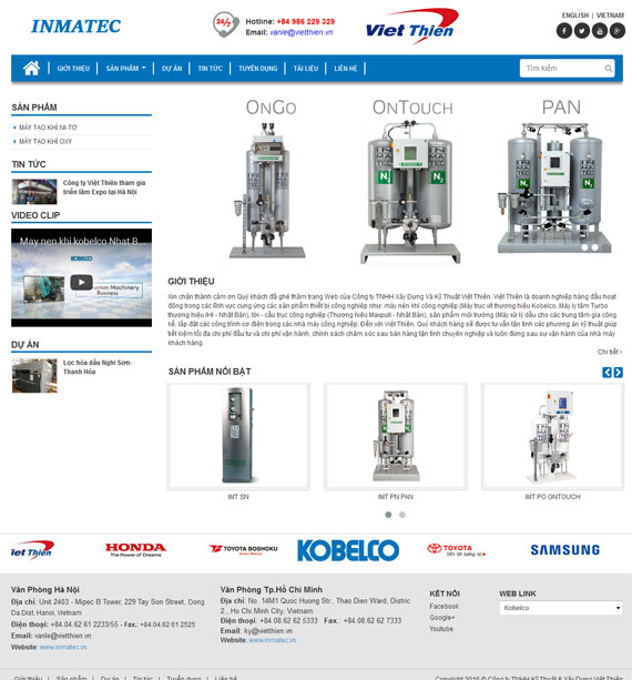 Giao diện website Công ty tnhh xây dựng và kỹ thuật Inmatec thiết kế bởi ADC Việt Nam